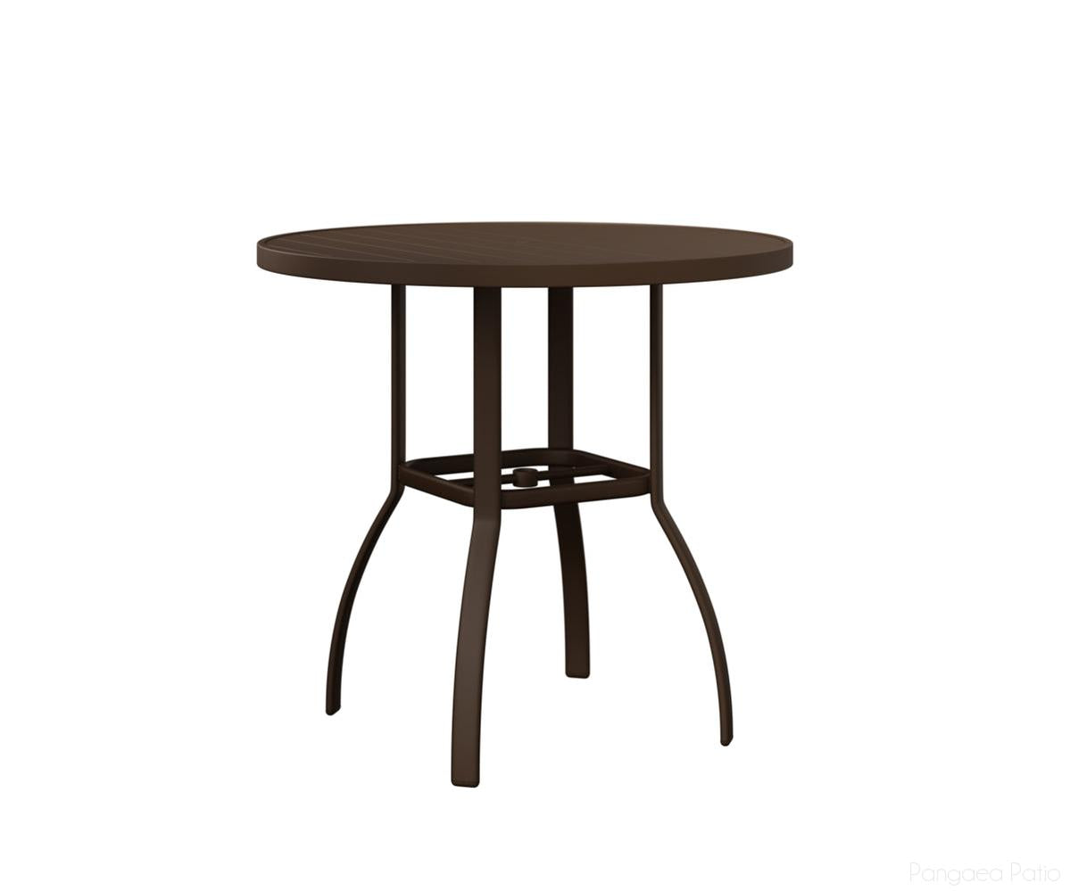 BGMRT0042BMV-Berlin Gardens-Murphy 42" Round Bar Table-Mesquite Wood Vein Aluminum BG-Pangaea Patio