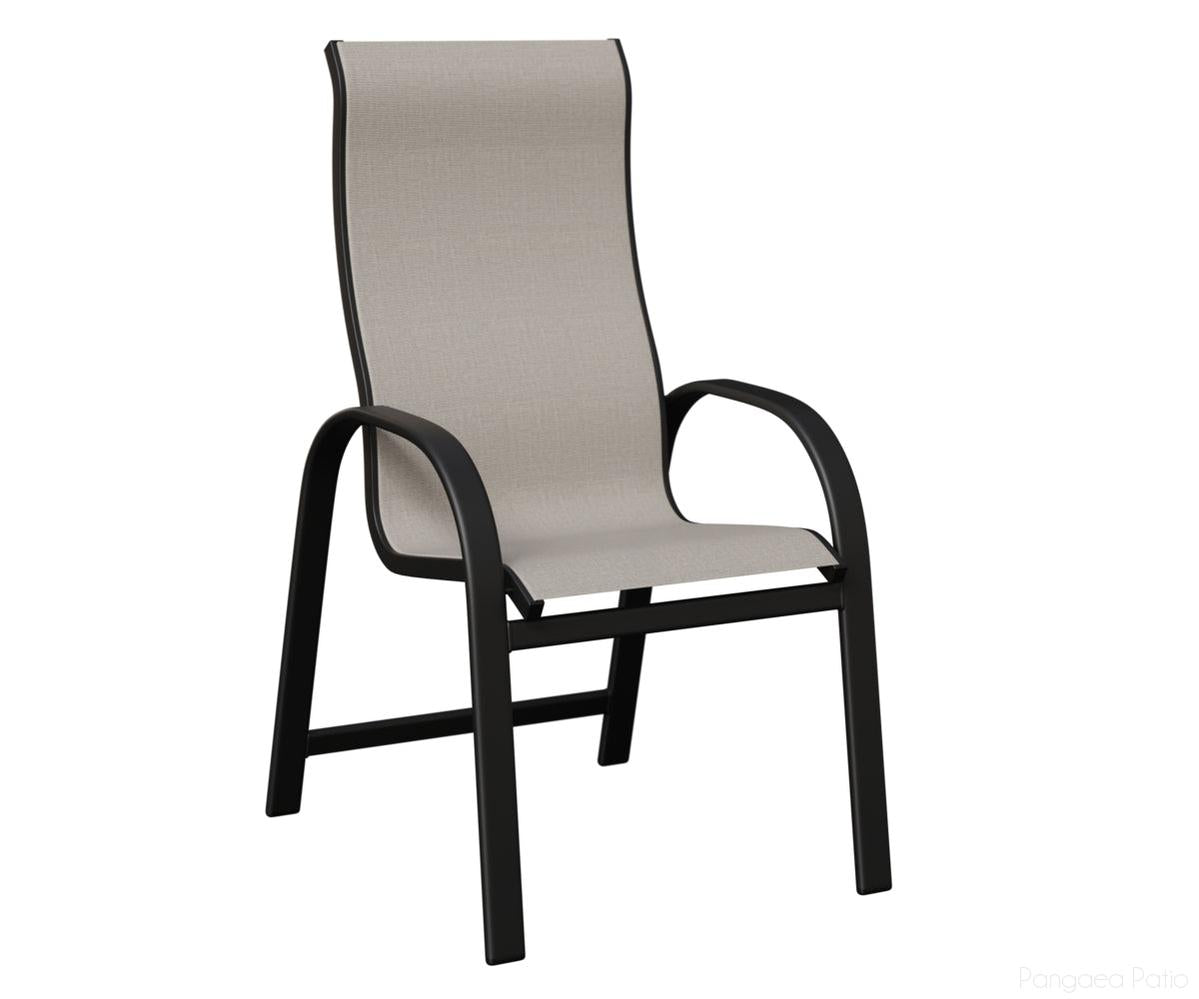 BGMDHSMB-Berlin Gardens-Murphy High Back Sling Dining Chair-Black Aluminum BG-Pangaea Patio