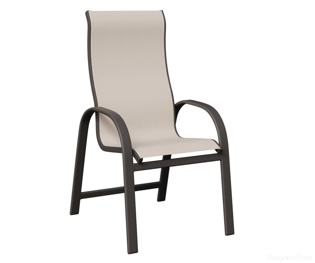 BGMDHSGT-Berlin Gardens-Murphy High Back Sling Dining Chair-Granite Speckle Aluminum BG-Pangaea Patio