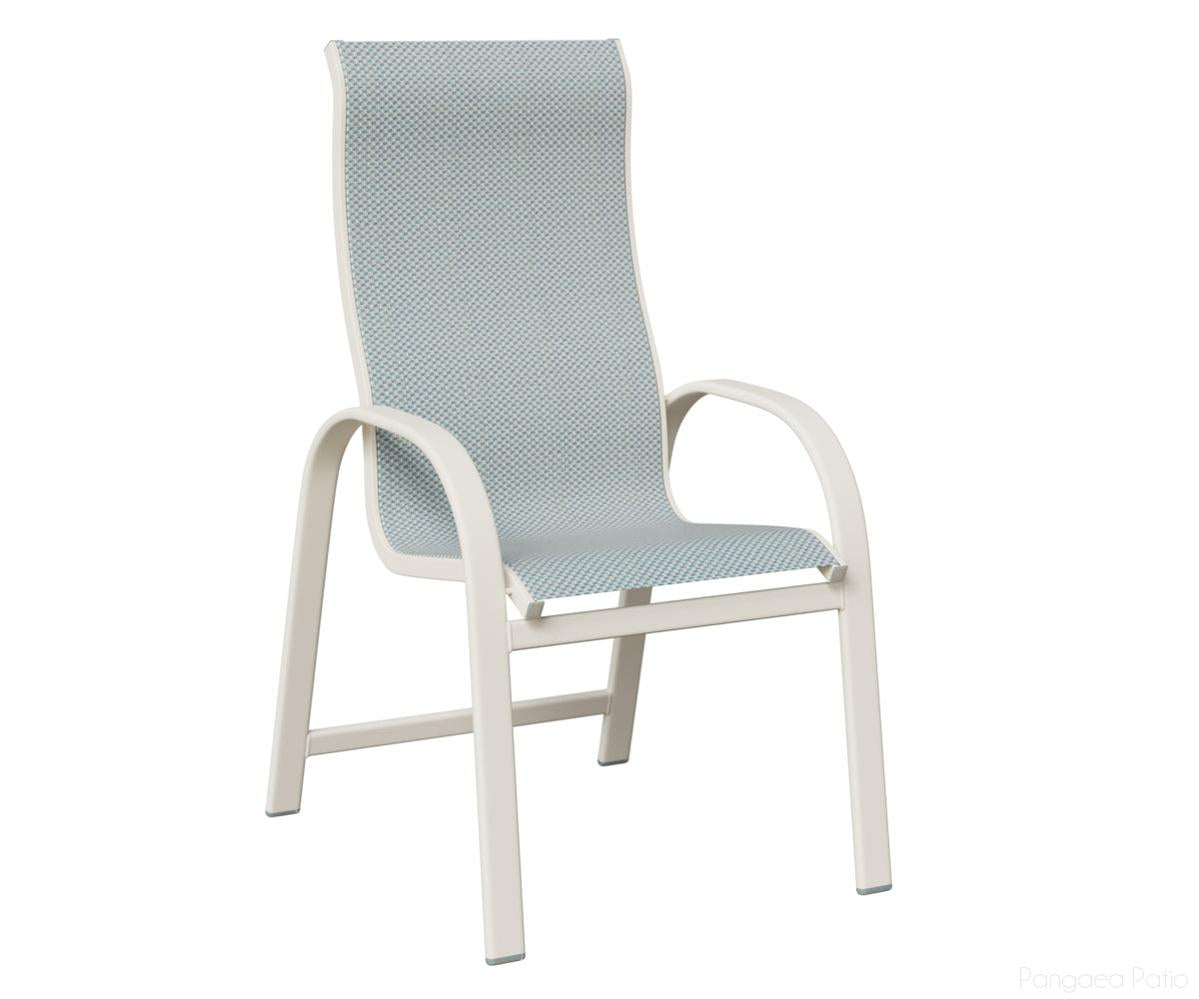 BGMDHSMW-Berlin Gardens-Murphy High Back Sling Dining Chair-White Aluminum BG-Pangaea Patio