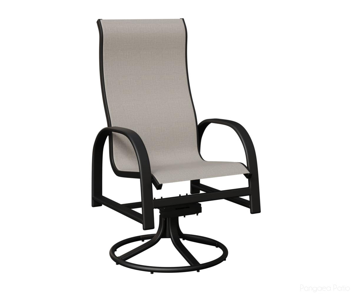 BGMSRDHSMB-Berlin Gardens-Murphy High Back Sling Swivel Rocker Dining Chair-Black Aluminum BG-Pangaea Patio