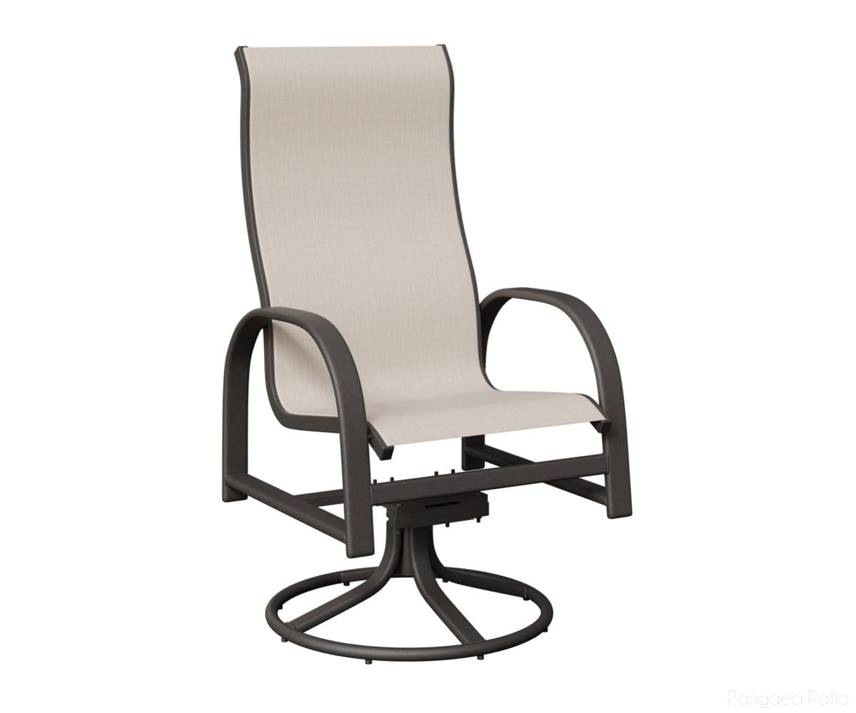 BGMSRDHSGT-Berlin Gardens-Murphy High Back Sling Swivel Rocker Dining Chair-Granite Speckle Aluminum BG-Pangaea Patio