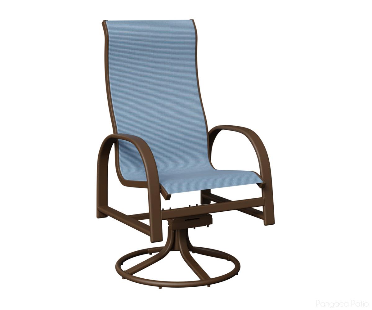 BGMSRDHSMV-Berlin Gardens-Murphy High Back Sling Swivel Rocker Dining Chair-Mesquite Wood Vein Aluminum BG-Pangaea Patio