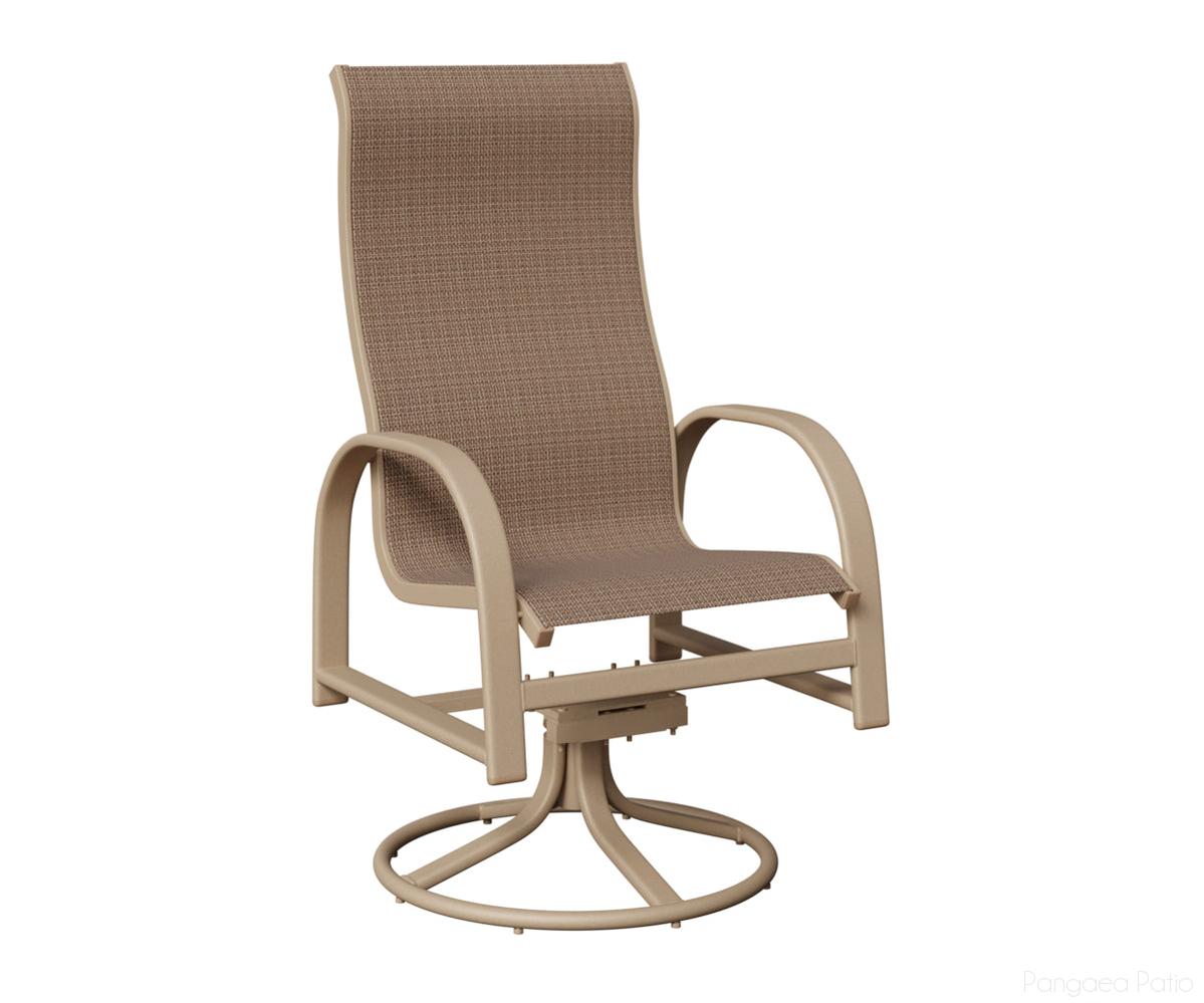 BGMSRDHSSA-Berlin Gardens-Murphy High Back Sling Swivel Rocker Dining Chair-Sahara Speckle Aluminum BG-Pangaea Patio