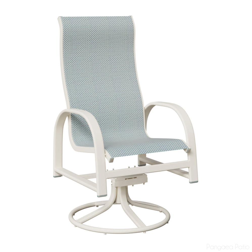 BGMSRDHSMW-Berlin Gardens-Murphy High Back Sling Swivel Rocker Dining Chair-White Aluminum BG-Pangaea Patio