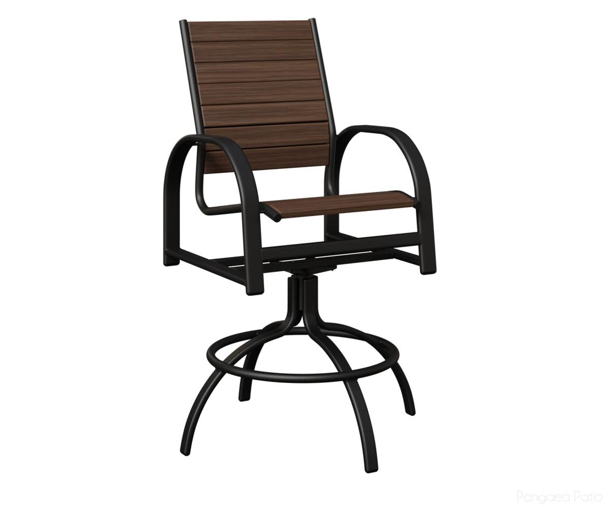 BGMSBPMB-Berlin Gardens-Murphy Poly Swivel Bar Chair-Black Aluminum BG-Pangaea Patio