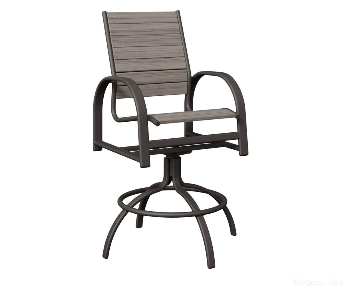 BGMSBPGT-Berlin Gardens-Murphy Poly Swivel Bar Chair-Granite Speckle Aluminum BG-Pangaea Patio