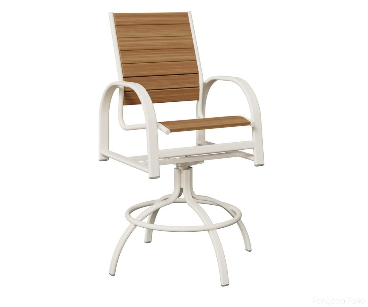 BGMSBPMW-Berlin Gardens-Murphy Poly Swivel Bar Chair-White Aluminum BG-Pangaea Patio