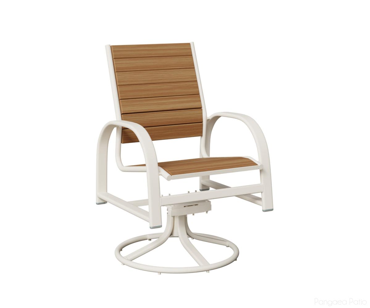 BGMSRDPMW-Berlin Gardens-Murphy Poly Swivel Rocker Dining Chair-White Aluminum BG-Pangaea Patio