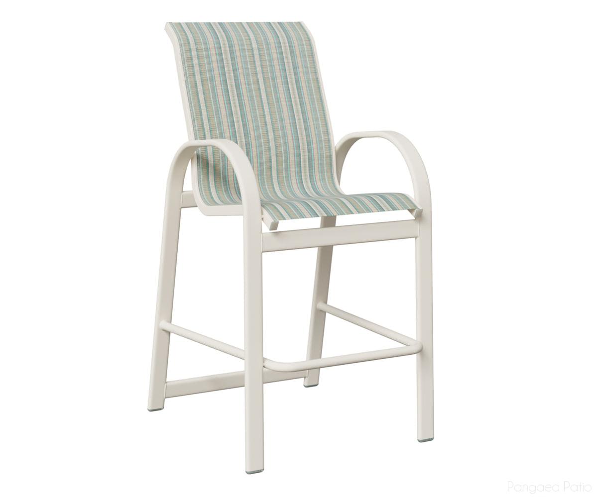 BGMBSMW-Berlin Gardens-Murphy Sling Bar Chair-White Aluminum BG-Pangaea Patio