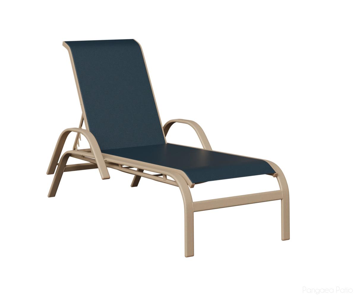 BGMCASSA-Berlin Gardens-Murphy Sling Chaise Lounge With Arms-Sahara Speckle Aluminum BG-Pangaea Patio