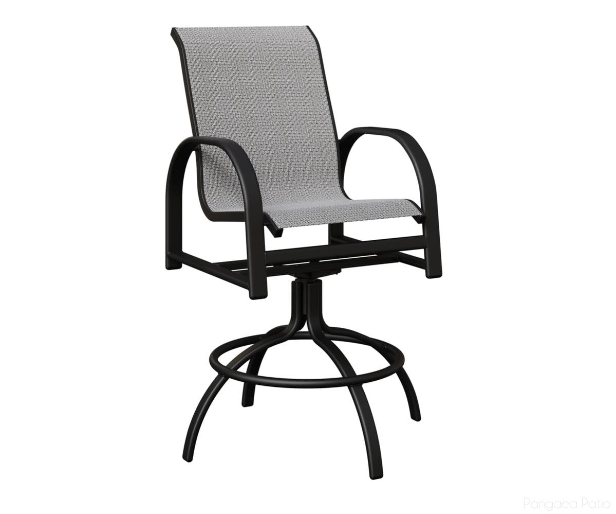 BGMSBSMB-Berlin Gardens-Murphy Sling Swivel Bar Chair-Black Aluminum BG-Pangaea Patio