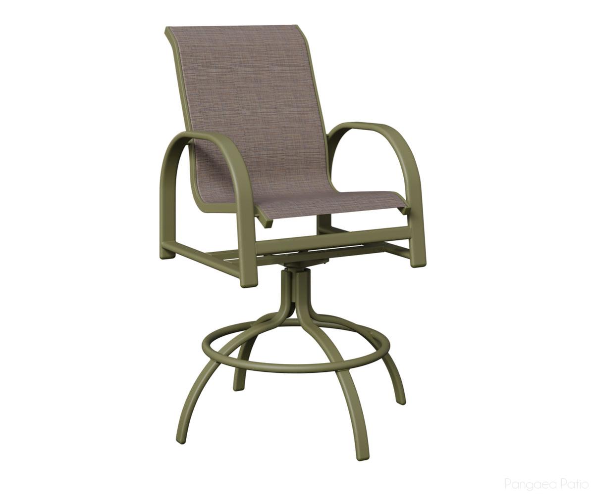 BGMSBSGS-Berlin Gardens-Murphy Sling Swivel Bar Chair-Green Sage Aluminum BG-Pangaea Patio