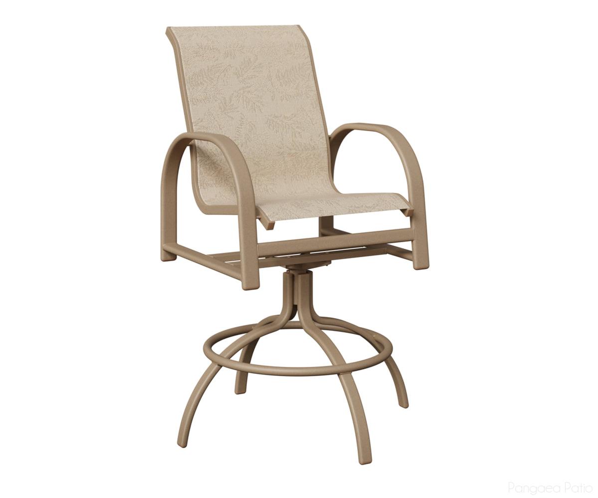 BGMSBSOV-Berlin Gardens-Murphy Sling Swivel Bar Chair-Oak Wood Vein Aluminum BG-Pangaea Patio
