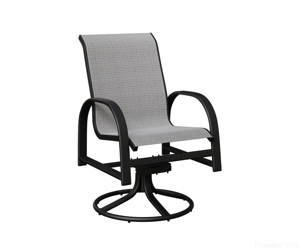 BGMSRDSMB-Berlin Gardens-Murphy Sling Swivel Rocker Dining Chair-Black Aluminum BG-Pangaea Patio