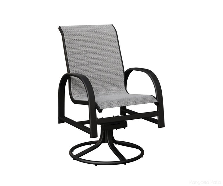 BGMSRDSMB-Berlin Gardens-Murphy Sling Swivel Rocker Dining Chair-Black Aluminum BG-Pangaea Patio