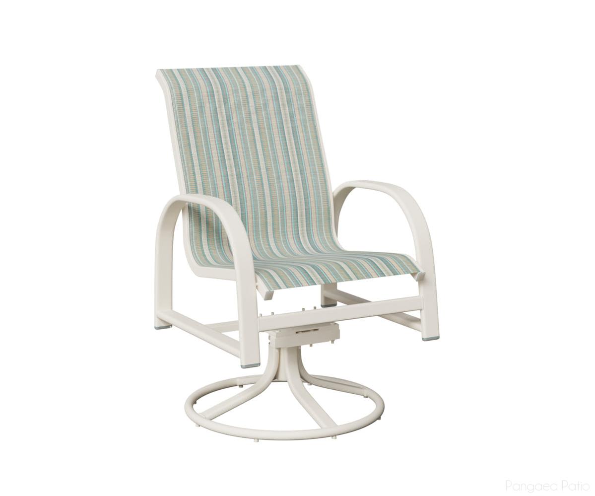 BGMSRDSMW-Berlin Gardens-Murphy Sling Swivel Rocker Dining Chair-White Aluminum BG-Pangaea Patio