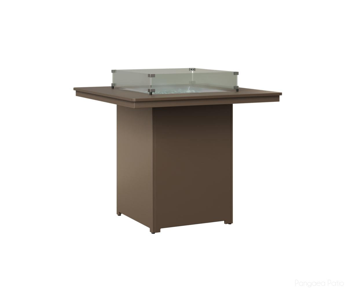 BGNHFT3947BBZCL-Berlin Gardens-Numa Square Fire Table - Hammered Top - Bar Height-Bronze BG-MGP Clay-Pangaea Patio