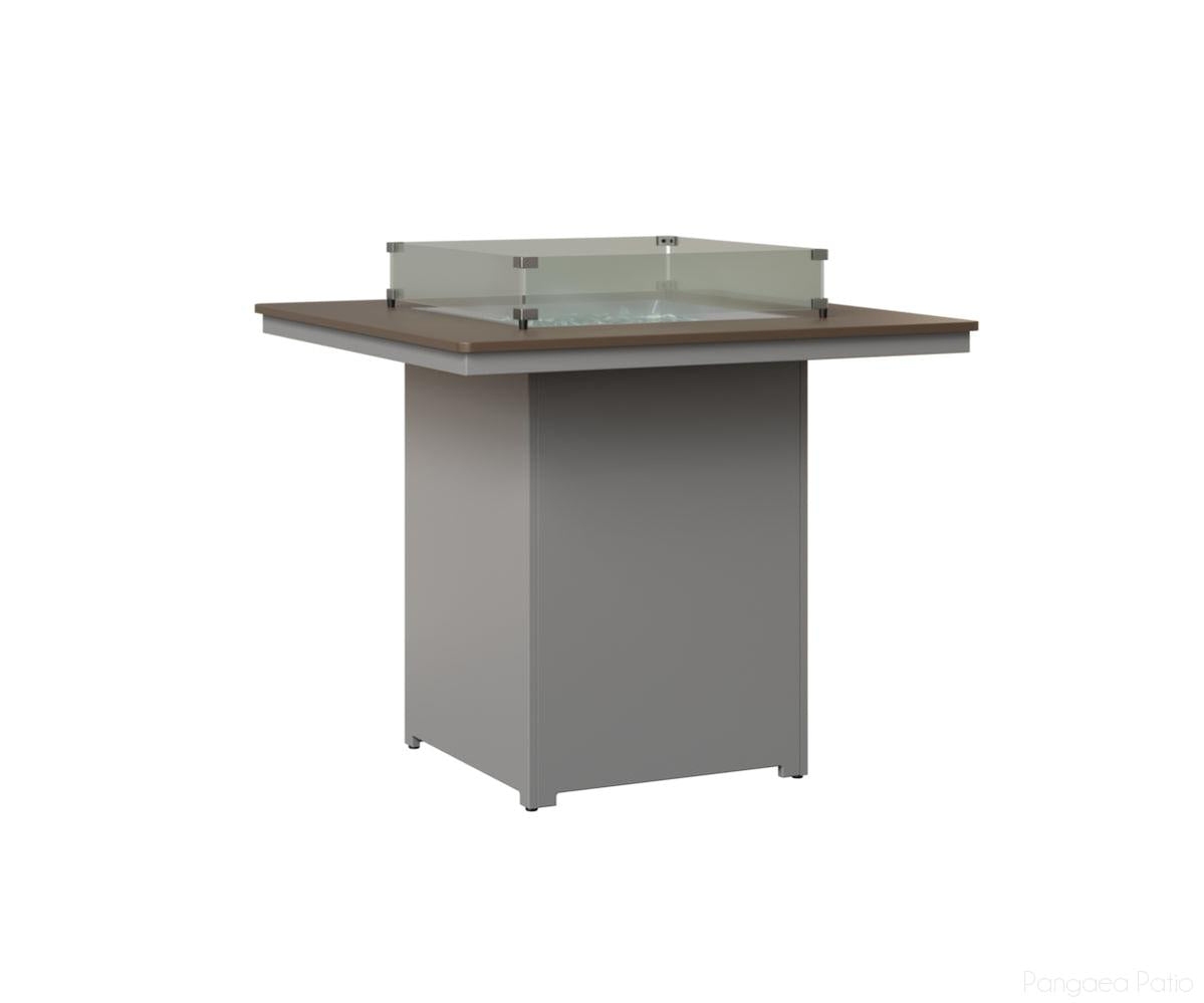 BGNHFT3947BBZFO-Berlin Gardens-Numa Square Fire Table - Hammered Top - Bar Height-Bronze BG-MGP Fog-Pangaea Patio