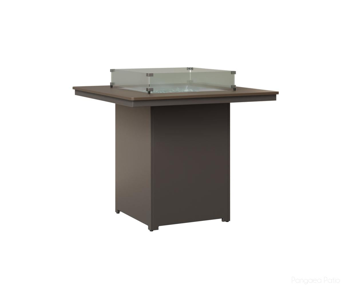 BGNHFT3947BBZGR-Berlin Gardens-Numa Square Fire Table - Hammered Top - Bar Height-Bronze BG-MGP Graphite-Pangaea Patio