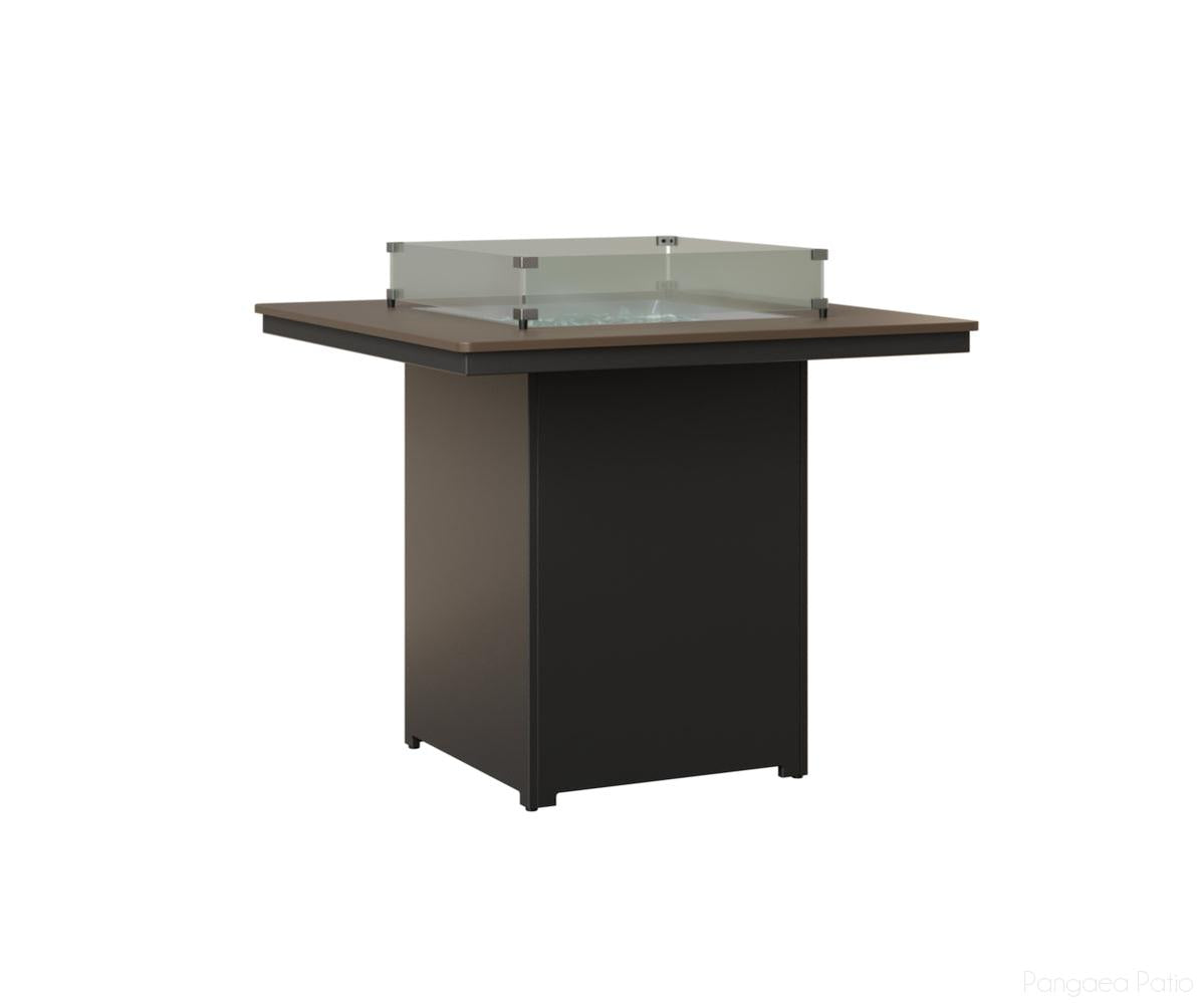 BGNHFT3947BBZMB-Berlin Gardens-Numa Square Fire Table - Hammered Top - Bar Height-Bronze BG-MGP Matte Black-Pangaea Patio
