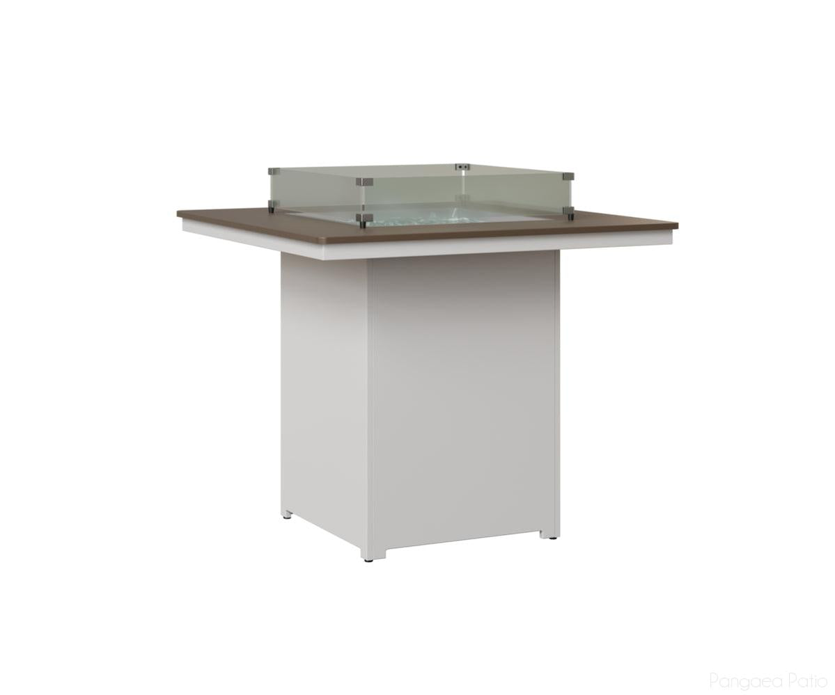 BGNHFT3947BBZMW-Berlin Gardens-Numa Square Fire Table - Hammered Top - Bar Height-Bronze BG-MGP Matte White-Pangaea Patio