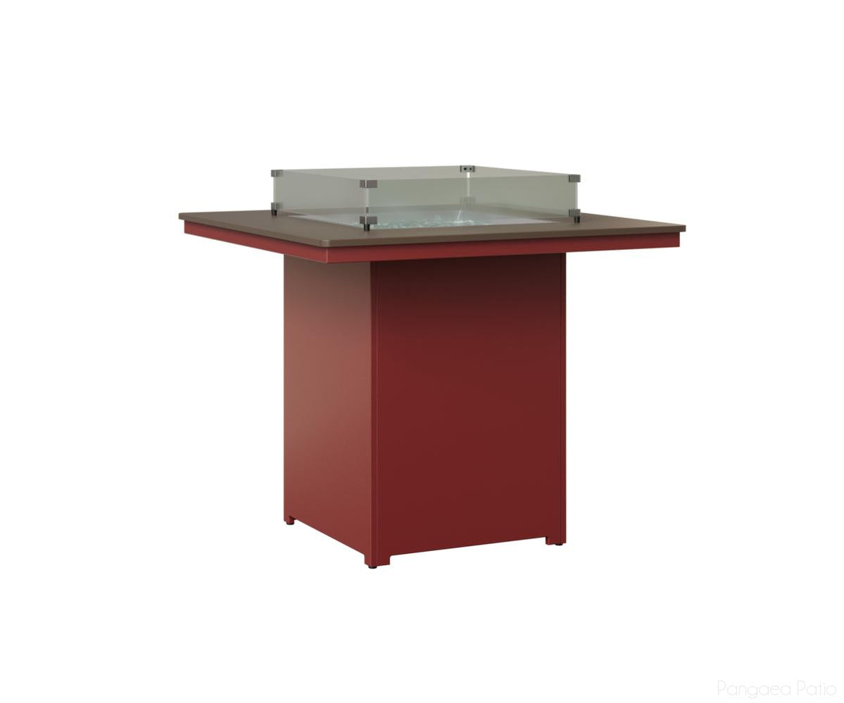 BGNHFT3947BBZRE-Berlin Gardens-Numa Square Fire Table - Hammered Top - Bar Height-Bronze BG-MGP Red-Pangaea Patio