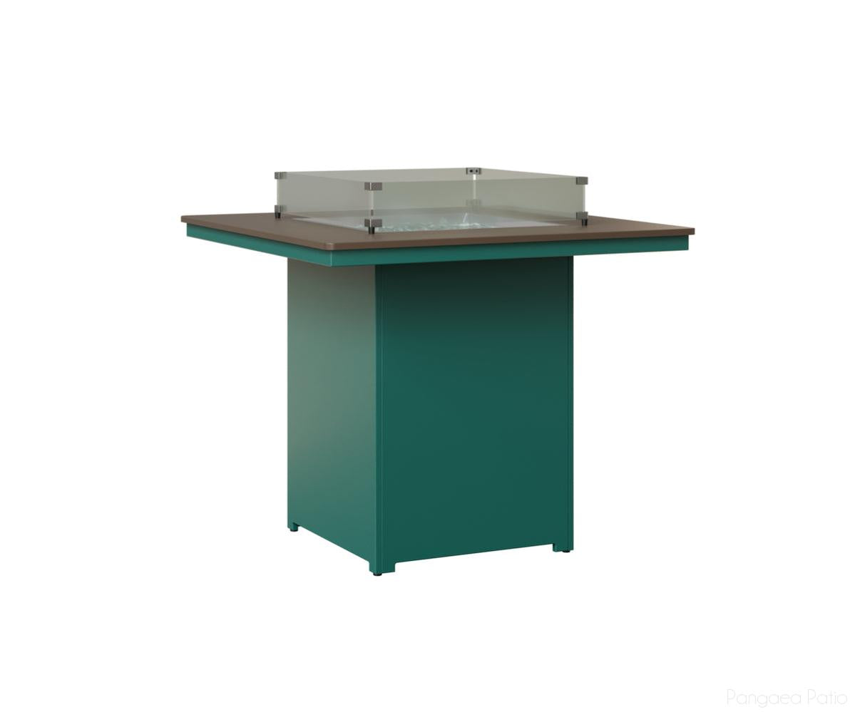 BGNHFT3947BBZTE-Berlin Gardens-Numa Square Fire Table - Hammered Top - Bar Height-Bronze BG-MGP Teal-Pangaea Patio
