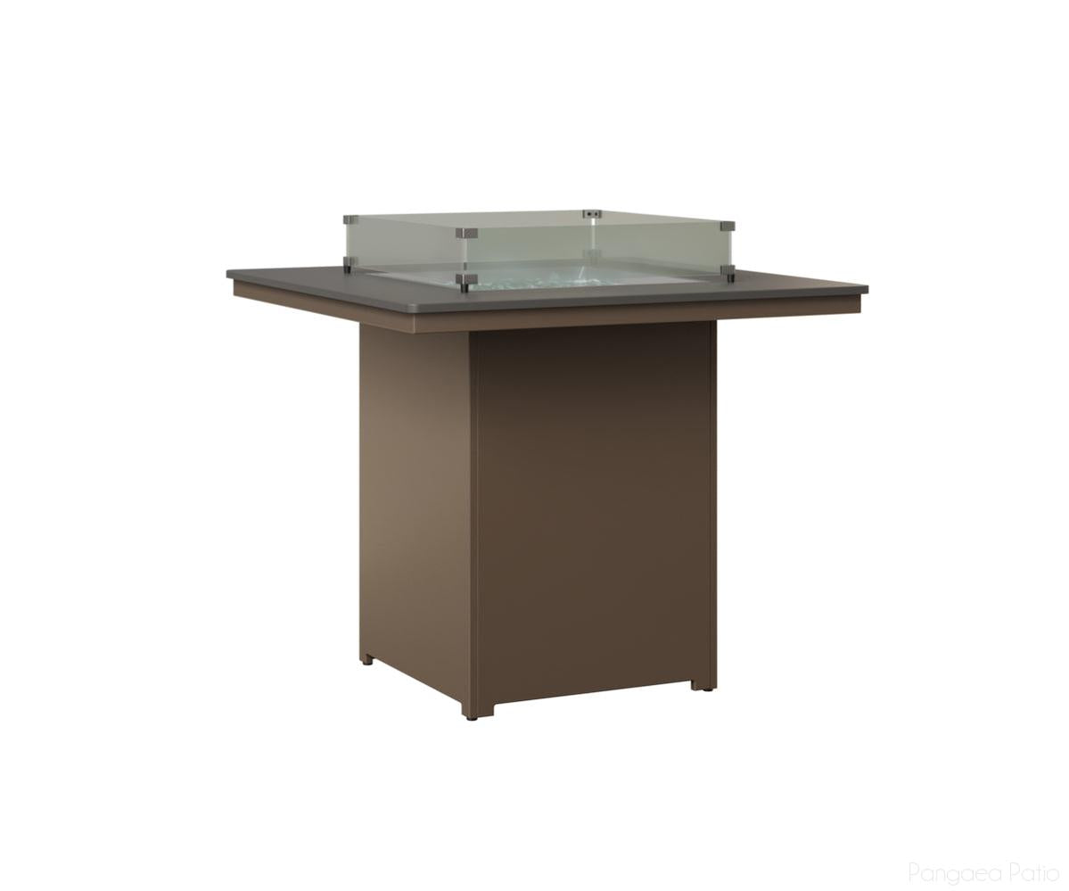 BGNHFT3947BSTCL-Berlin Gardens-Numa Square Fire Table - Hammered Top - Bar Height-Stainless BG-MGP Clay-Pangaea Patio