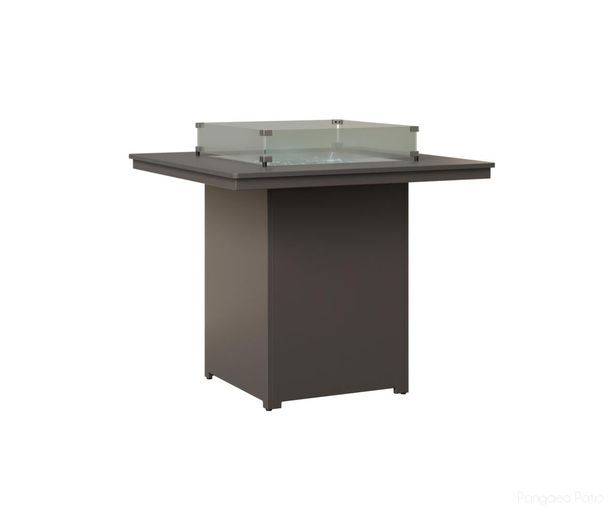 BGNHFT3947BSTGR-Berlin Gardens-Numa Square Fire Table - Hammered Top - Bar Height-Stainless BG-MGP Graphite-Pangaea Patio