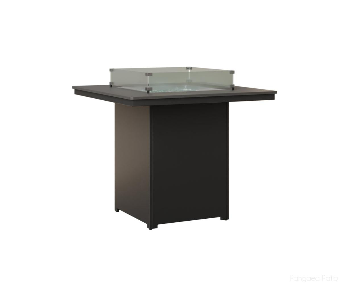BGNHFT3947BSTMB-Berlin Gardens-Numa Square Fire Table - Hammered Top - Bar Height-Stainless BG-MGP Matte Black-Pangaea Patio