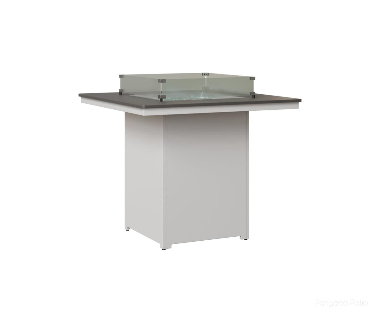 BGNHFT3947BSTMW-Berlin Gardens-Numa Square Fire Table - Hammered Top - Bar Height-Stainless BG-MGP Matte White-Pangaea Patio