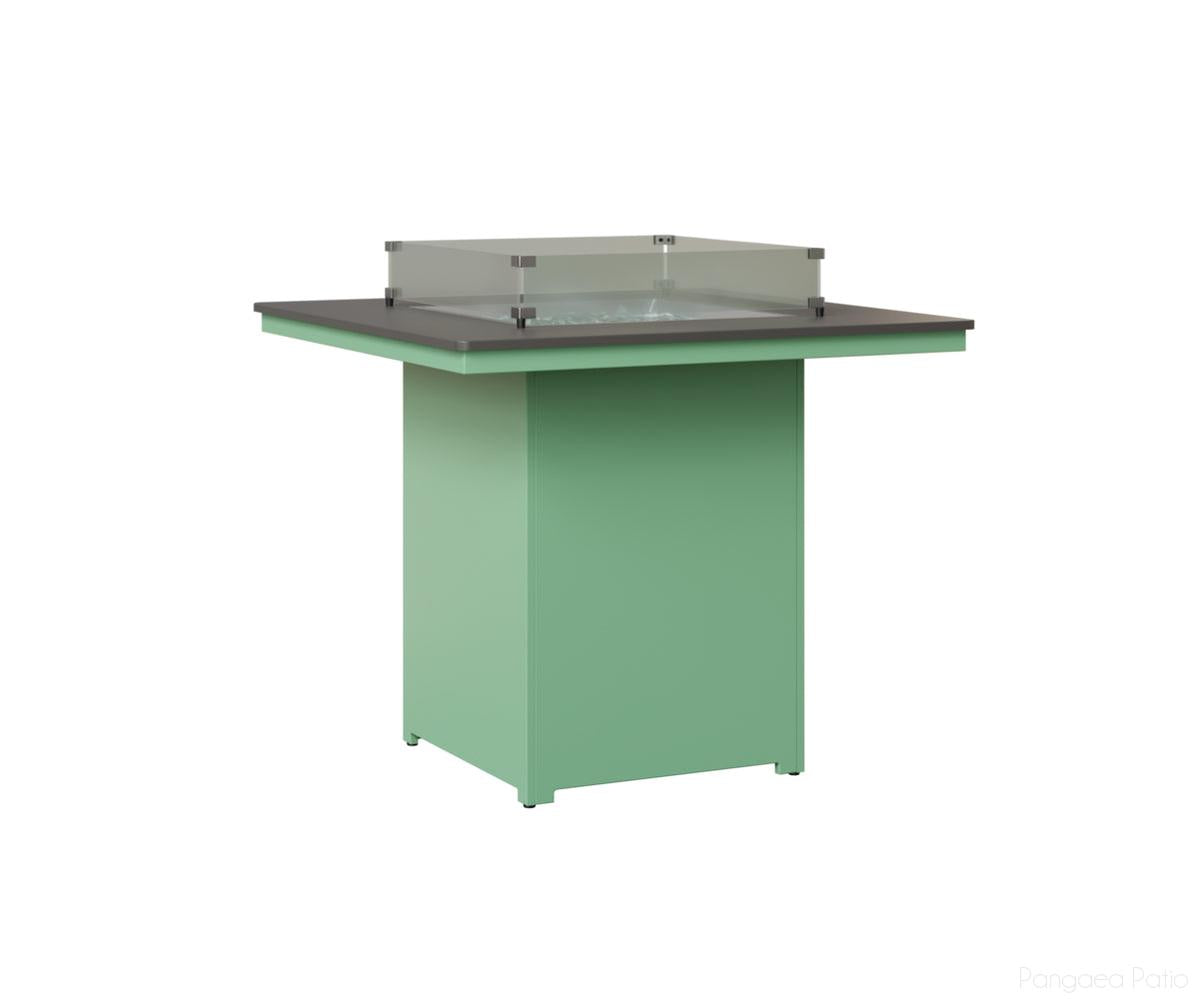 BGNHFT3947BSTMI-Berlin Gardens-Numa Square Fire Table - Hammered Top - Bar Height-Stainless BG-MGP Mint-Pangaea Patio