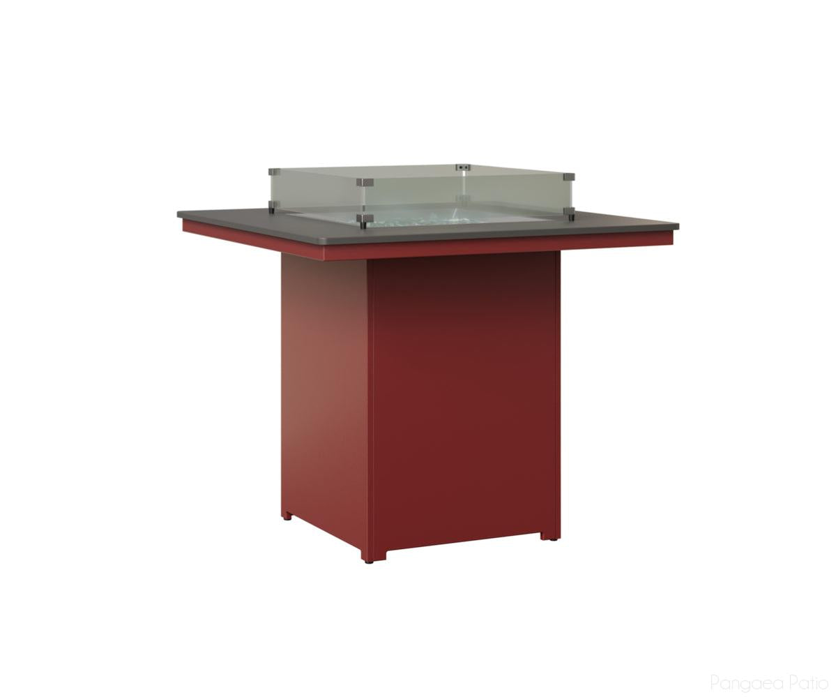 BGNHFT3947BSTRE-Berlin Gardens-Numa Square Fire Table - Hammered Top - Bar Height-Stainless BG-MGP Red-Pangaea Patio