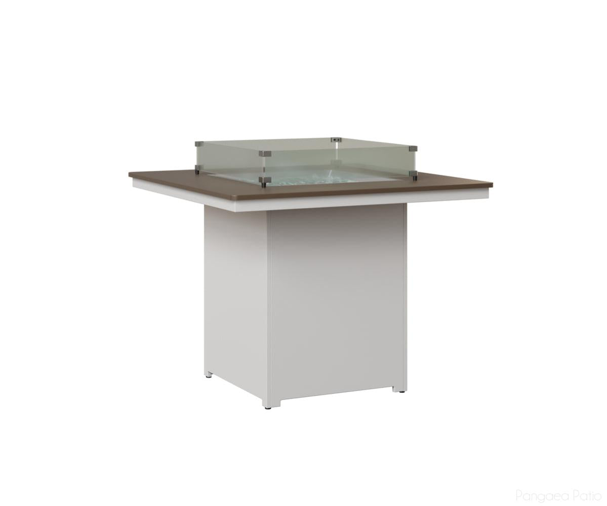 BGNHFT3647CBZMW-Berlin Gardens-Numa Square Fire Table - Hammered Top - Counter Height-Bronze BG-MGP Matte White-Pangaea Patio