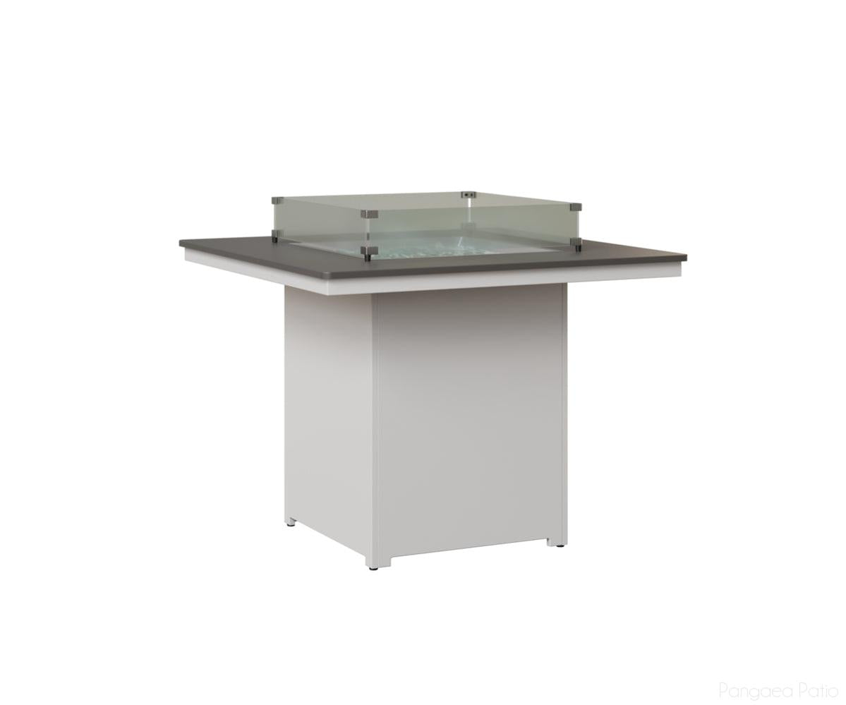 BGNHFT3647CSTMW-Berlin Gardens-Numa Square Fire Table - Hammered Top - Counter Height-Stainless BG-MGP Matte White-Pangaea Patio
