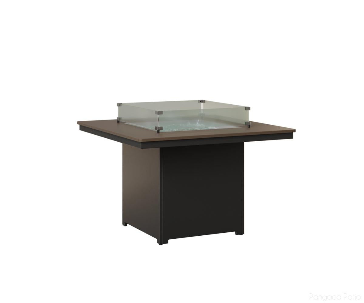BGNHFT3147DBZMB-Berlin Gardens-Numa Square Fire Table - Hammered Top - Dining Height-Bronze BG-MGP Matte Black-Pangaea Patio