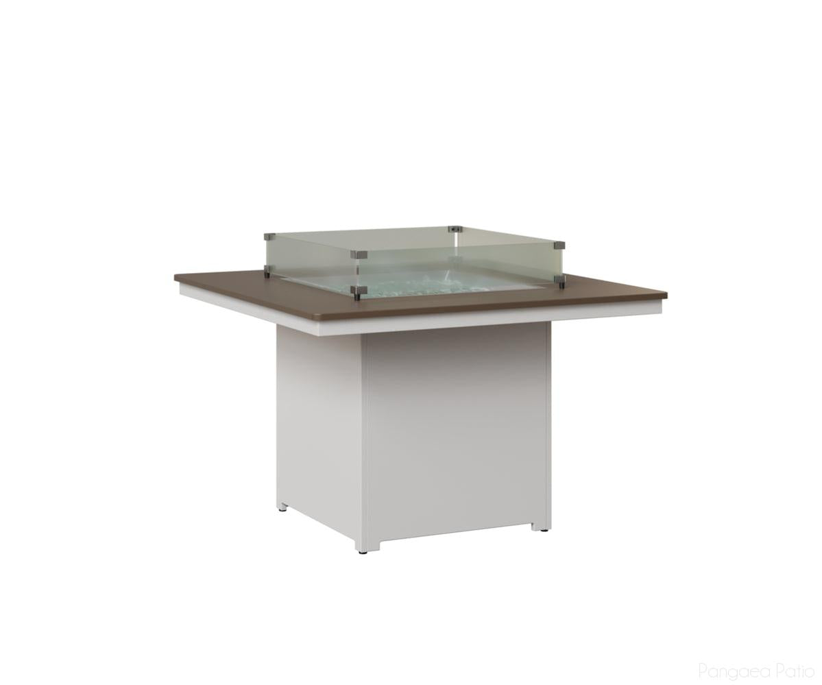 BGNHFT3147DBZMW-Berlin Gardens-Numa Square Fire Table - Hammered Top - Dining Height-Bronze BG-MGP Matte White-Pangaea Patio