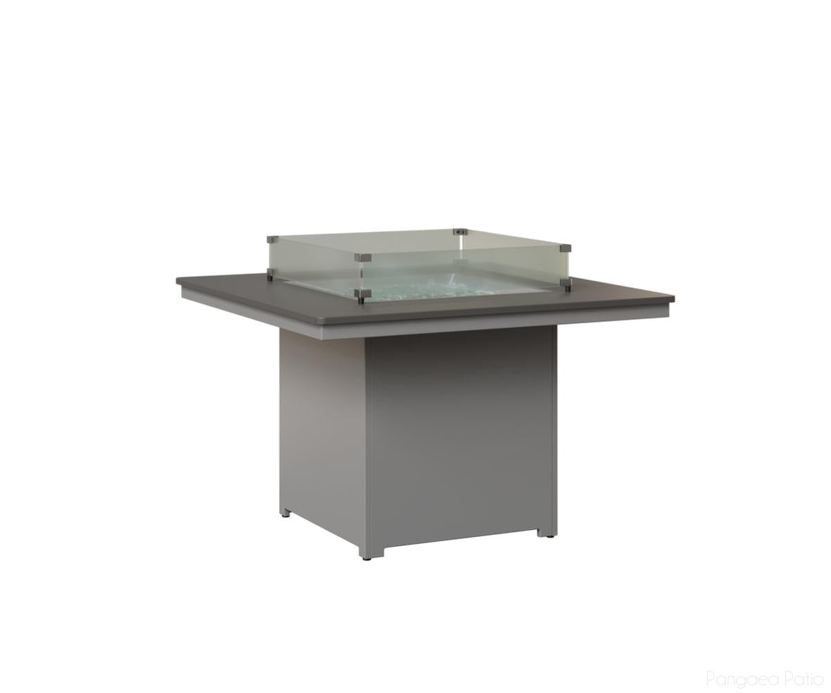 BGNHFT3147DSTFO-Berlin Gardens-Numa Square Fire Table - Hammered Top - Dining Height-Stainless BG-MGP Fog-Pangaea Patio