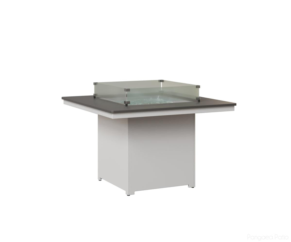 BGNHFT3147DSTMW-Berlin Gardens-Numa Square Fire Table - Hammered Top - Dining Height-Stainless BG-MGP Matte White-Pangaea Patio