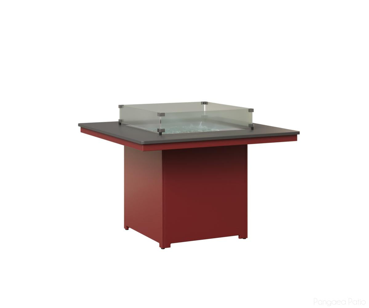BGNHFT3147DSTRE-Berlin Gardens-Numa Square Fire Table - Hammered Top - Dining Height-Stainless BG-MGP Red-Pangaea Patio