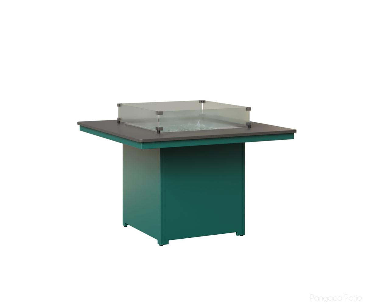 BGNHFT3147DSTTE-Berlin Gardens-Numa Square Fire Table - Hammered Top - Dining Height-Stainless BG-MGP Teal-Pangaea Patio