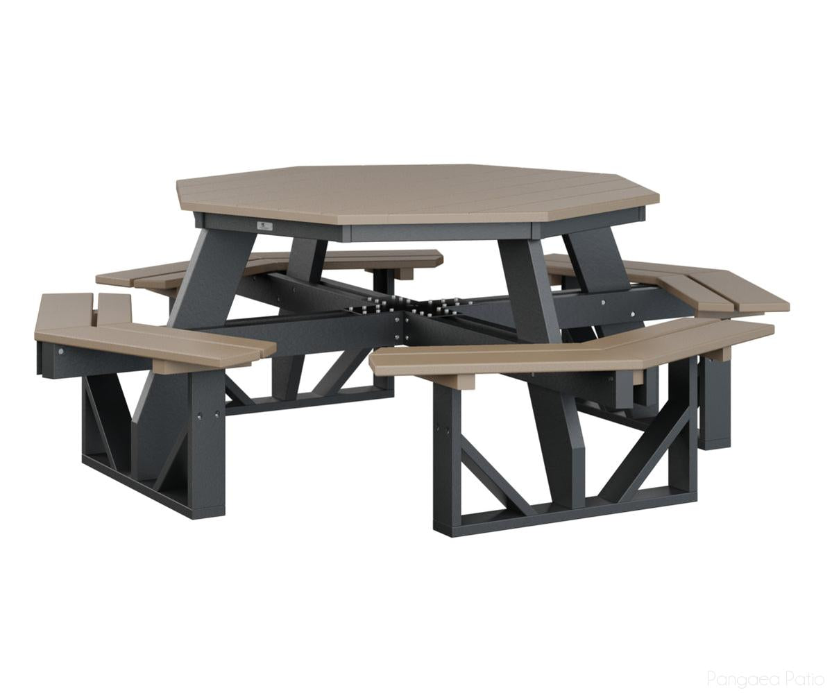 BGPOPT5184WWBK-Berlin Gardens-Octagon Picnic Table-Weatherwood Black BG-Pangaea Patio