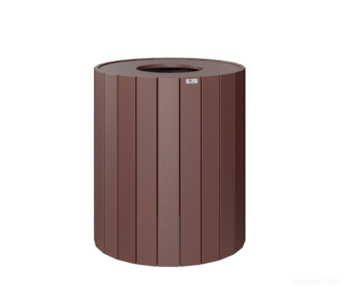 BGRTC32BR-Berlin Gardens-Round Trash Can - 32 Gal-Burgundy BG-Pangaea Patio