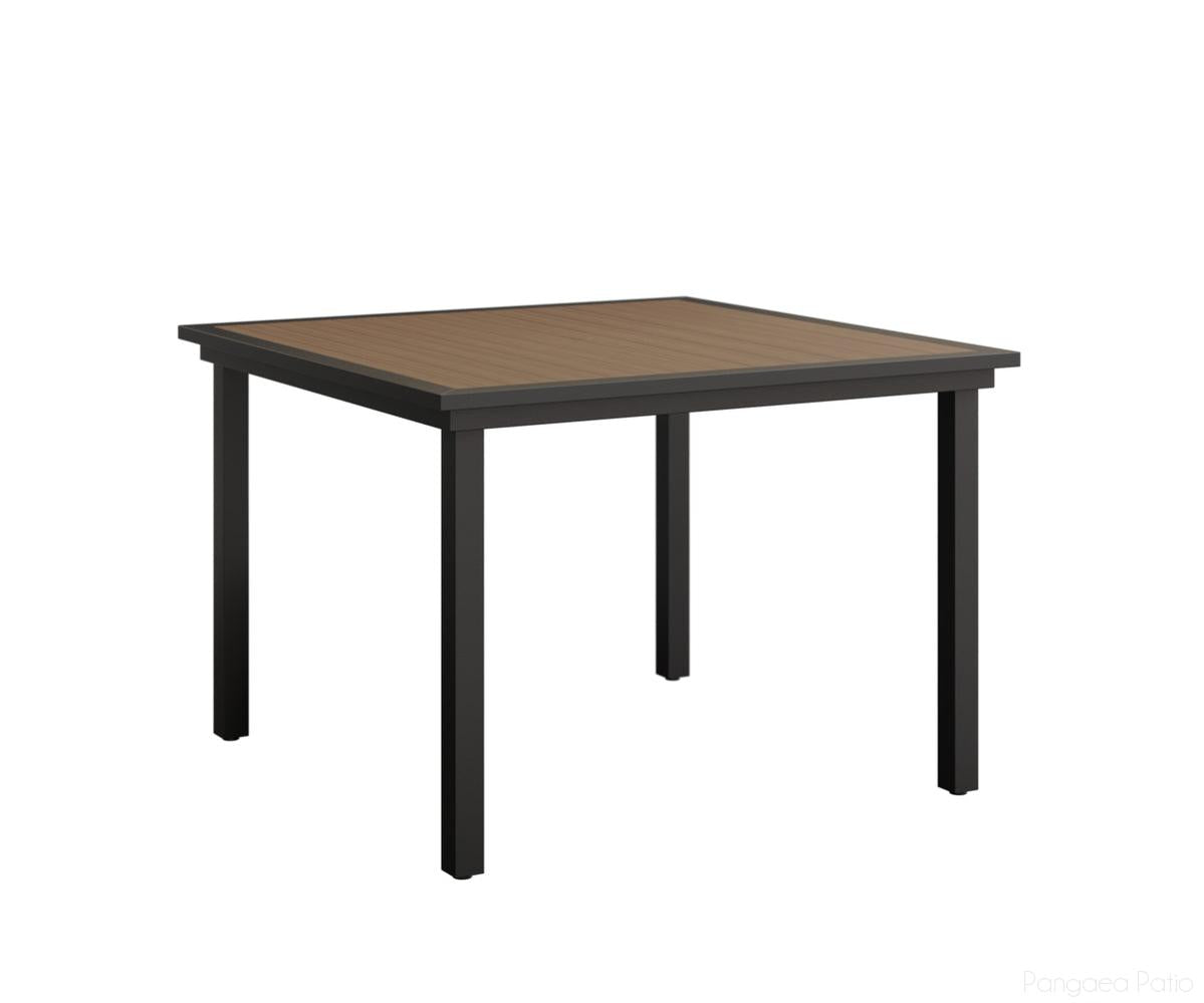 BGVPST0044DMB-Berlin Gardens-Vida 44" Square Poly Dining Table-Black Aluminum BG-Pangaea Patio