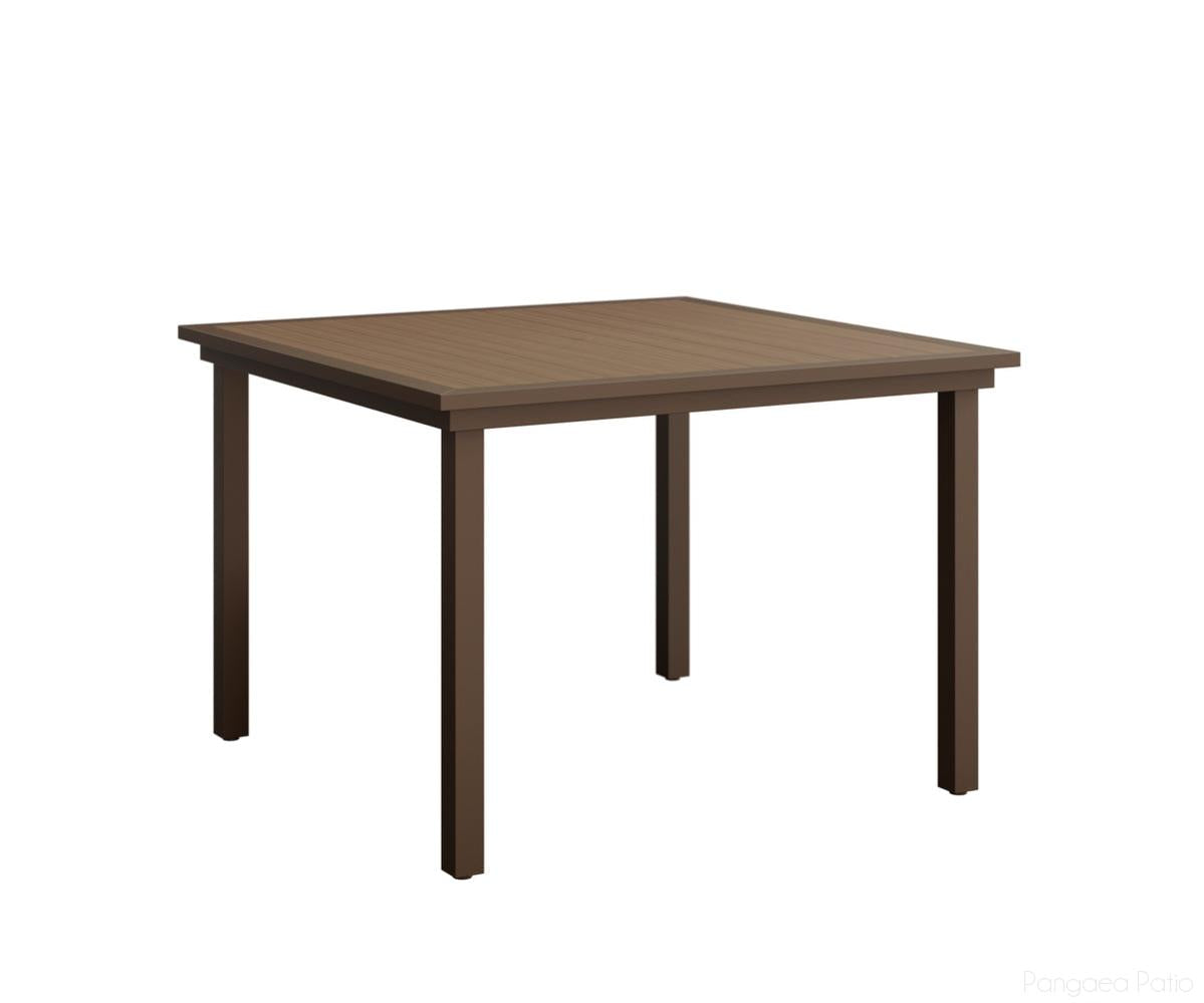 BGVPST0044DMV-Berlin Gardens-Vida 44" Square Poly Dining Table-Mesquite Wood Vein Aluminum BG-Pangaea Patio