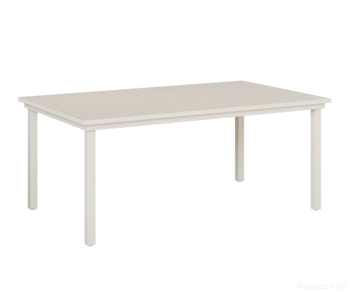 BGVART4473DMW-Berlin Gardens-Vida 44" x 73" Dining Table Aluminum Top-White Aluminum BG-Pangaea Patio