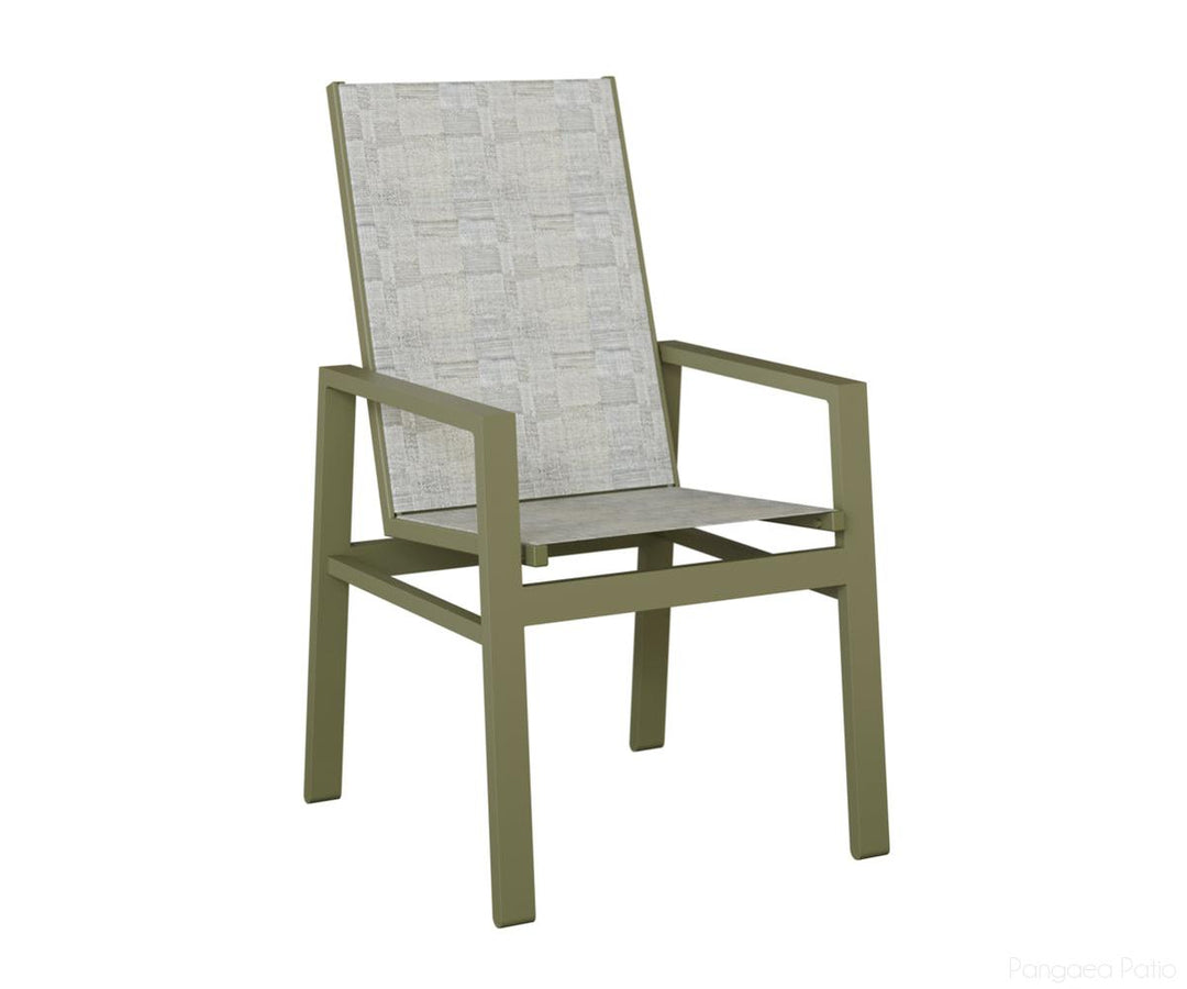 BGVDHSGS-Berlin Gardens-Vida High Back Sling Dining Chair-Green Sage Aluminum BG-Pangaea Patio
