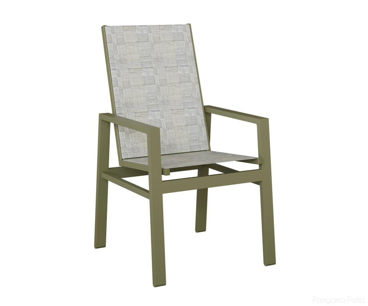 BGVDHSGS-Berlin Gardens-Vida High Back Sling Dining Chair-Green Sage Aluminum BG-Pangaea Patio