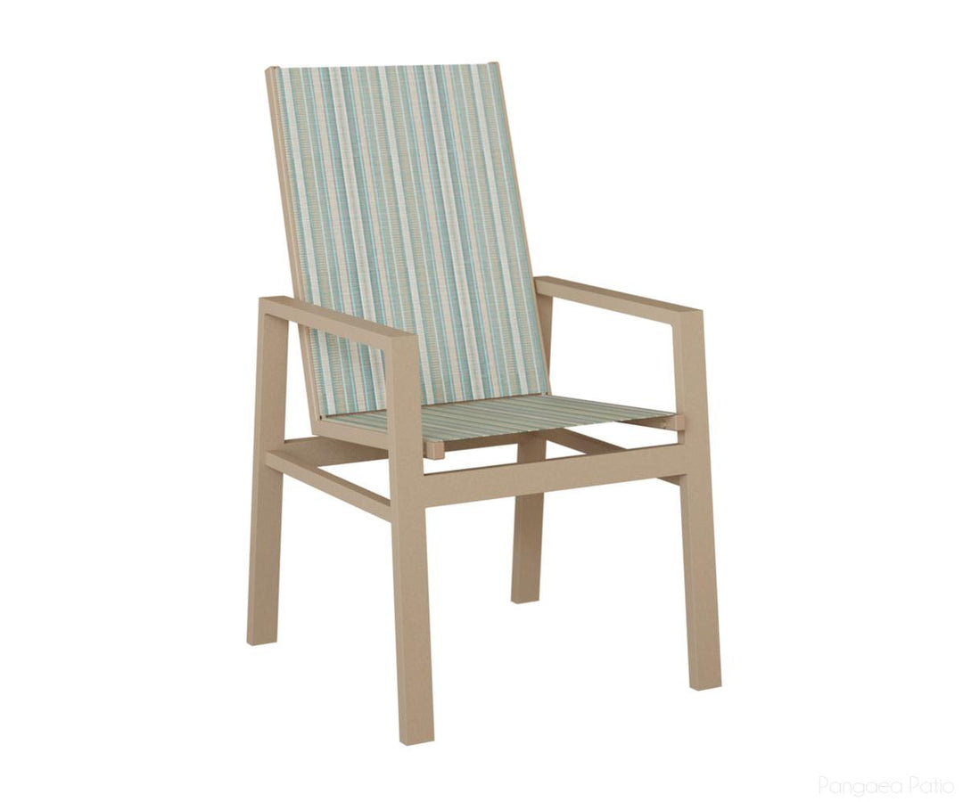 BGVDHSSA-Berlin Gardens-Vida High Back Sling Dining Chair-Sahara Speckle Aluminum BG-Pangaea Patio